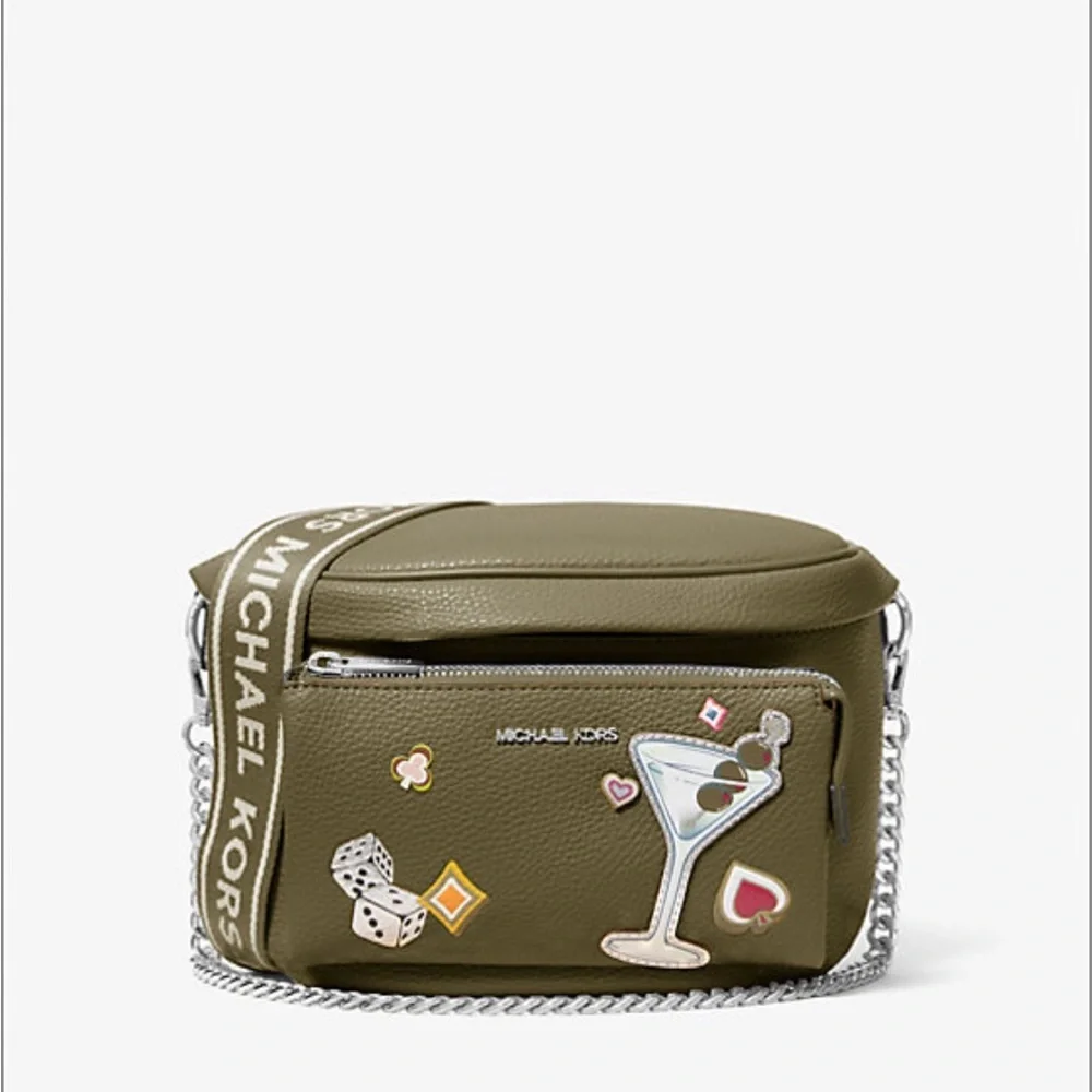 Michael Kors Olive Green Funny Pack Belt Bag Crossbody with Fun Patches